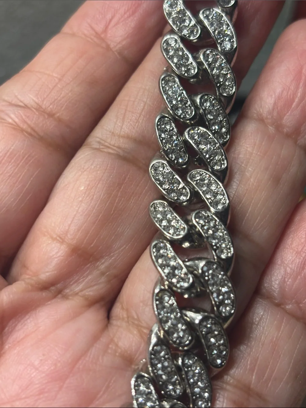7”Men's Pavé Cuban Link Bracelet - Silver Tone